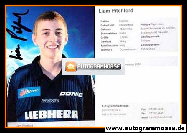 Autogramm Tischtennis | TTF Liebherr Ochsenhausen | 2011 | Liam PITCHFORD