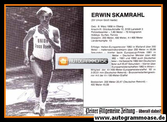 Autogramm Sprint | Erwin SKAMRAHL | 1982 (Rennszene SW) PAZ