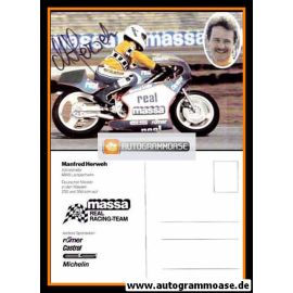 Autogramm Motorrad | Manfred HERWEH | 1980er (Rennszene Color) Massa 1