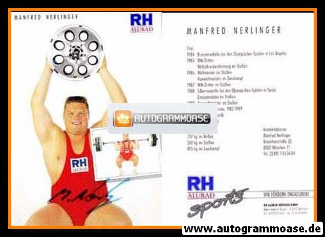 Autogramm Gewichtheben | Manfred NERLINGER | 1990er (RH Alurad)