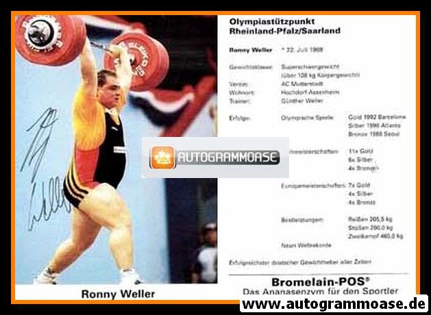 Autogramm Gewichtheben | Ronny WELLER | 1990er (Wettkampf Color Bromelain) OS-Gold