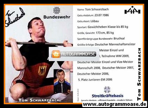 Autogramm Gewichtheben | Tom SCHWARZBACH | 2010 (Bundeswehr)
