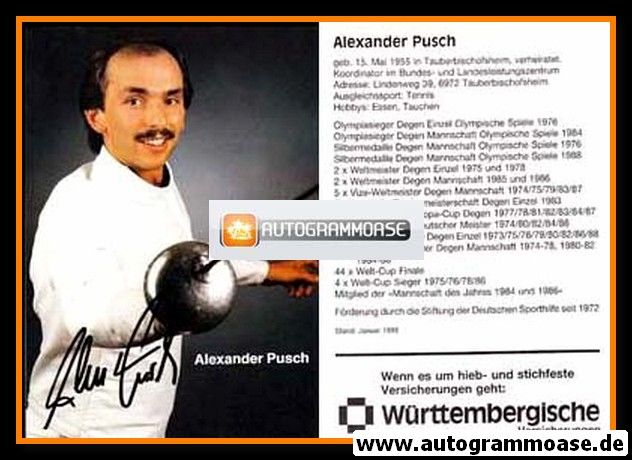 Autogramm Fechten | Alexander PUSCH | 1989 (Portrait Württembergische) OS-Gold