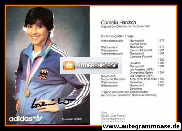 Autogramm Fechten | Cornelia HANISCH | 1985 (Portrait Color Adidas) OS-Gold