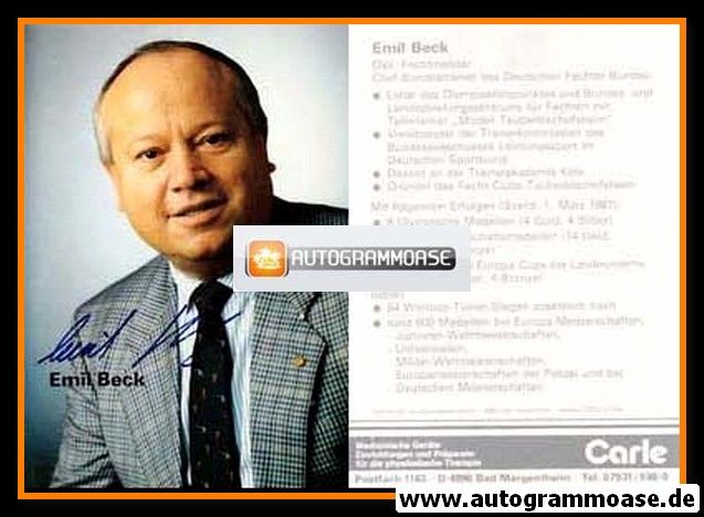 Autogramm Fechten | Emil BECK | 1987 (Portrait Color) Carle