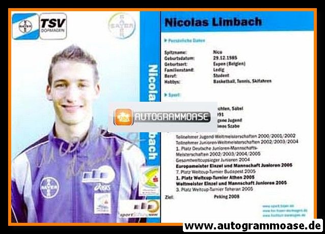 Autogramm Fechten | Nicolas LIMBACH | 2005 (TSV Dormagen)