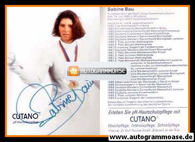 Autogramm Fechten | Sabine BAU | 1989 (Cutano)