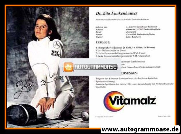 Autogramm Fechten | Zita FUNKENHAUSER | 1996 (Vitamalz)
