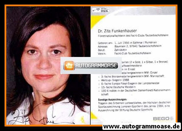Autogramm Fechten | Zita FUNKENHAUSER | 2000er (Bego)