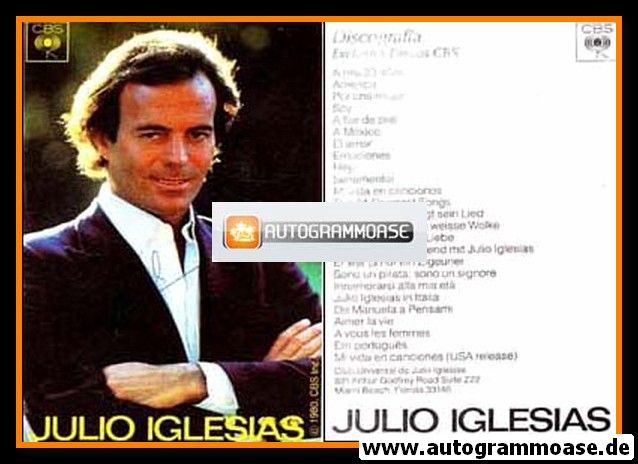 Autogramm Musik (Spanien) | Julio IGLESIAS | 1970er (Diskografie CBS)