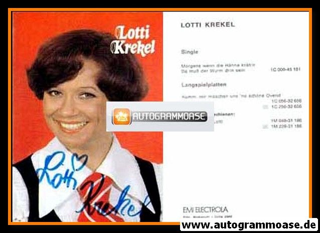Autogramm Schlager | Lotti KREKEL | 1978 "Morgens Wenn" (Portrait Color EMI)