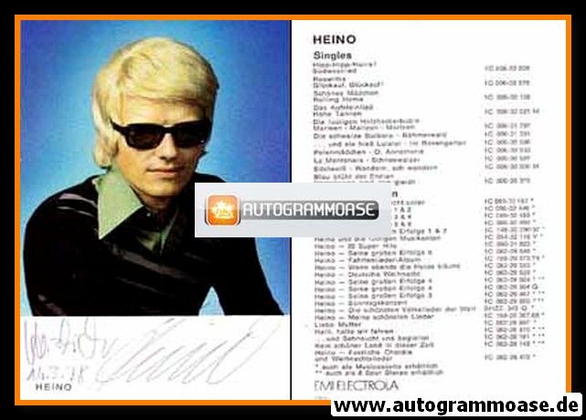 Autogramm Schlager | HEINO | 1978 "Hipp Hipp Hurra" (Portrait Color EMI)