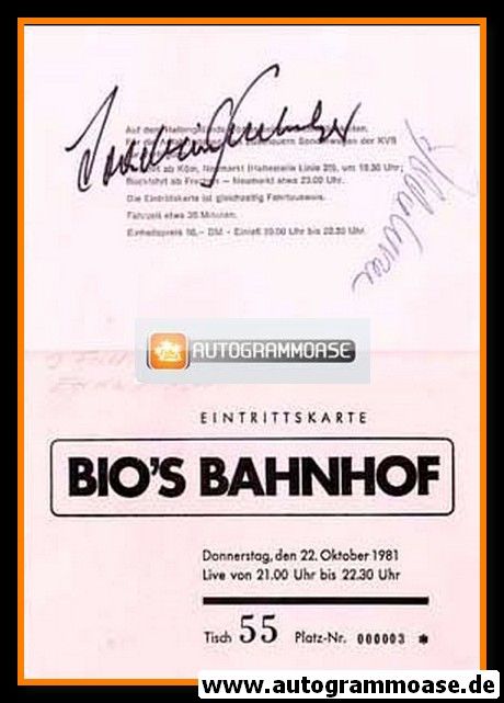 Autogramme TV | BIO´S BAHNHOF | 1981 (Edda MOSER + Joachim FUCHSBERGER)