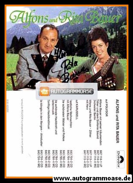 Autogramm Volksmusik | Rita BAUER | 1990 "Träumende Zither" (Polydor)