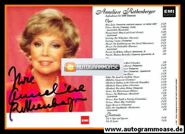 Autogramm Klassik | Anneliese ROTHENBERGER | 1997 "Berg Lulu" (Portrait Color EMI)