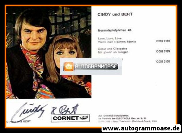 Autogramme Schlager | CINDY & BERT | 1969 "Love Love Love" (Cornet)