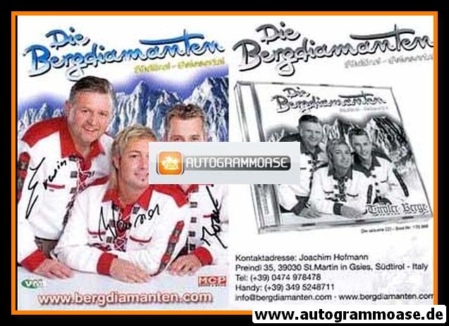 Autogramme Volksmusik | DIE BERGDIAMANTEN | 2014 "Tiroler Berge" MCP