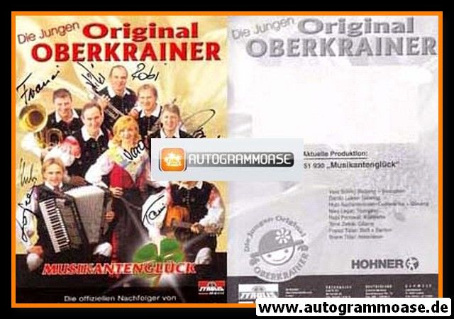 Autogramme Volksmusik | DIE JUNGEN ORIGINAL OBERKRAINER | 2002 "Musikantenglück" (Tyrolis)