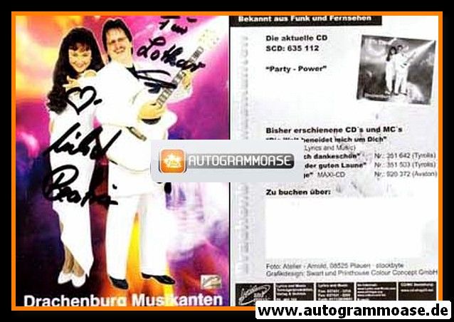 Autogramme Volksmusik | DRACHENBURG MUSIKANTEN | 2004 "Party-Power" (Lyrics)