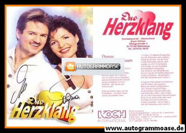 Autogramme Schlager | DUO HERZKLANG | 2000er "Dianas Weihnachtstraum" (Koch)