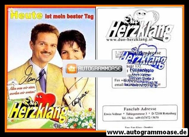 Autogramme Schlager | DUO HERZKLANG | 1990er (Portrait Color)