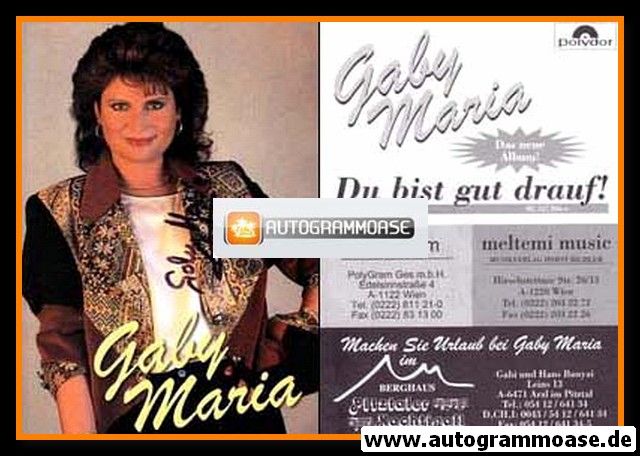 Autogramm Volksmusik | Gaby MARIA | 1995 "Du Bist Gut Drauf"