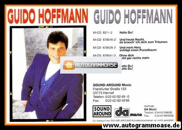 Autogramm Schlager | Guido HOFFMANN | 1996 "Hallo Du" Sound-Around