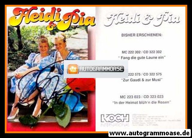 Autogramme Volksmusik | HEIDI + PIA | 1993 "In Der Heimat" Koch