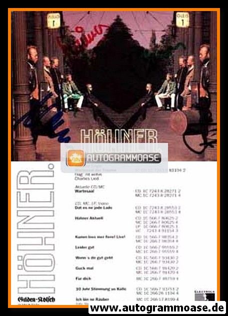 Autogramme Rock | HÖHNER | 1994 "Wartesaal Der Träume" (Gruppenbild Color Electrola)