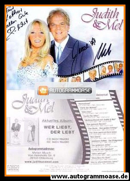 Autogramme Schlager | JUDITH & MEL | 2004 "Wer Liebt Der Lebt" (Portrait Color Koch)