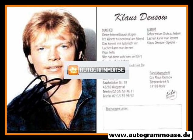 Autogramm Schlager | Klaus DENSOW | 2001 "Spezial" (Portrait Color Lala)