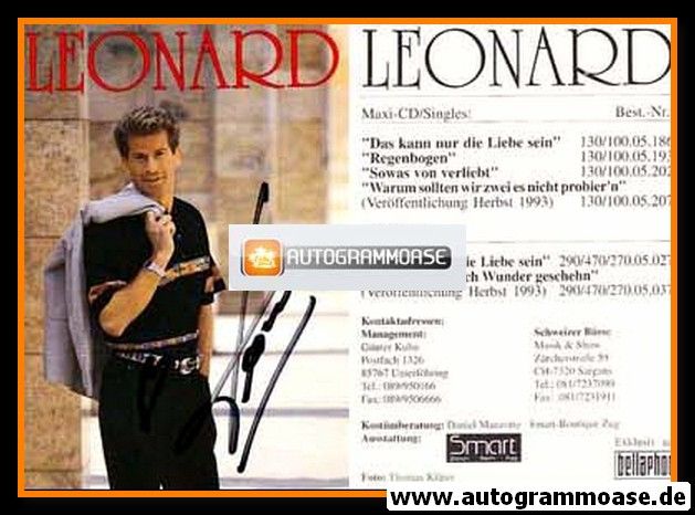 Autogramm Schlager | LEONARD | 1993 "Wunder Geschehn" (Portrait Color Bellaphon)