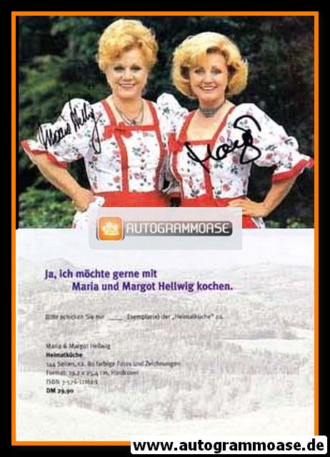 Autogramme Volksmusik | Margot + Maria HELLWIG | 1998 (Heimatküche)