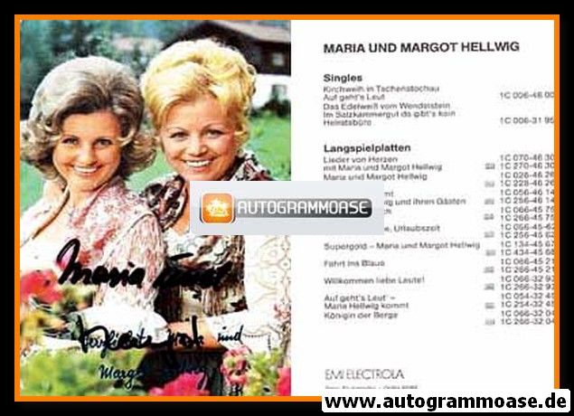 Autogramme Volksmusik | Margot + Maria HELLWIG | 1980er "Kirchweih In Tschenstochau" (EMI)