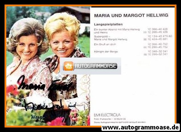 Autogramme Volksmusik | Margot + Maria HELLWIG | 1980er (Diskografie EMI)