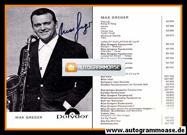 Autogramm Jazz | Max GREGER | 1965 "Peanuts" (Portrait SW Polydor)
