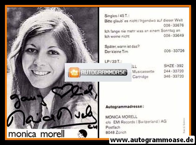 Autogramm Schlager | Monica MORELL | 1973 "Später Wann Ist Das" (EMI)