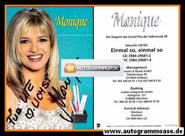 Autogramm Schlager | MONIQUE | 1999 "Einmal So" (Eastwest)