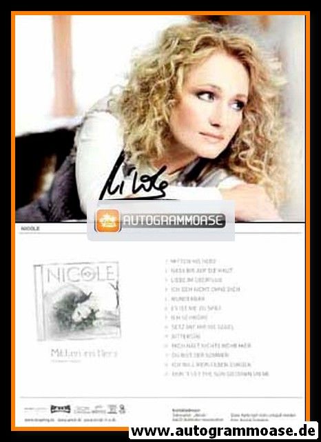 Autogramm Schlager | NICOLE | 2008 "Mitten Ins Herz" (Portrait Color Sony)