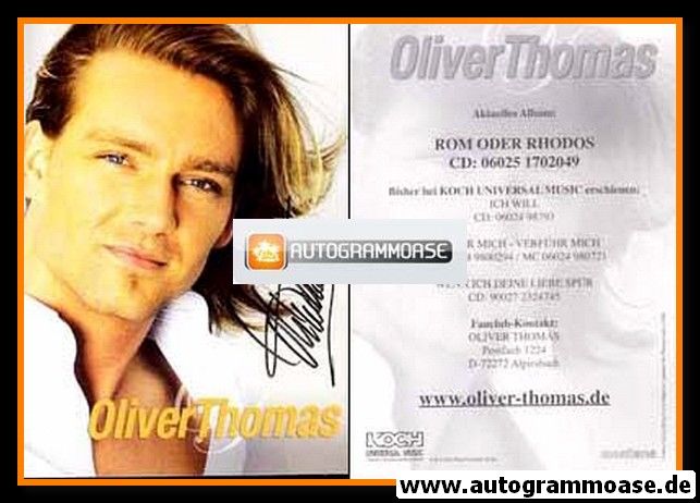 Autogramm Schlager | Oliver THOMAS | 2006 "Rom Oder Rhodos" (Koch)