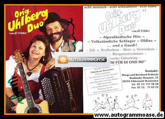 Autogramme Volksmusik | ORIGINAL UHLBERG DUO | 2000er (Portrait Color) Hochformat
