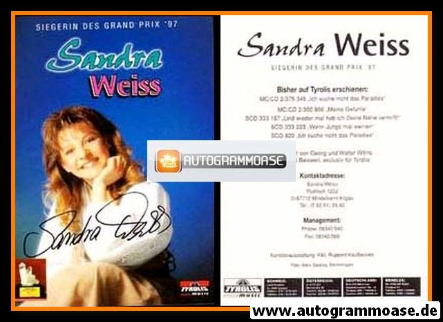Autogramm Schlager | Sandra WEISS | 1997 (Grand-Prix-Sieg) Tyrolis