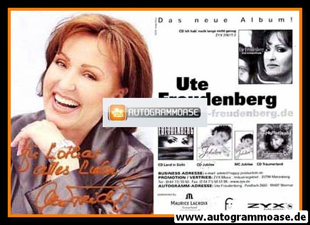 Autogramm Schlager | Ute FREUDENBERG | 2002 "Ich Hab Noch Lange Nicht Genug" (ZYX)