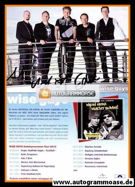 Autogramme Pop | WISE GUYS | 2013 "Mein Herz Macht Bumm" (Gruppenbild Color Polydor)