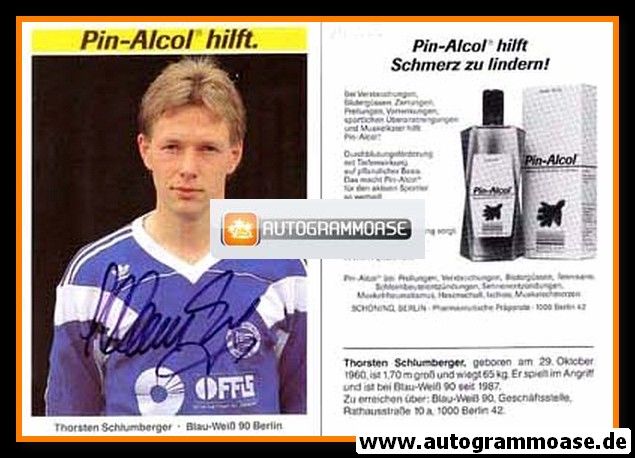 Autogramm Fussball | Blau-Weiss 90 Berlin | 1990 | Thorsten SCHLUMBERGER