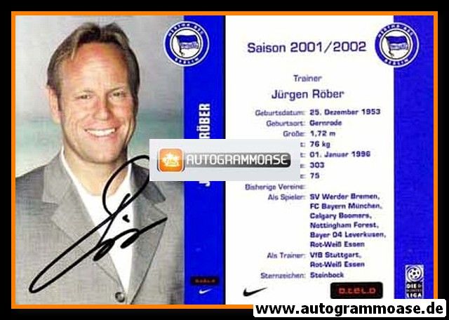 Autogramm Fussball | Hertha BSC Berlin | 2001 o.tel.o | Jürgen RÖBER