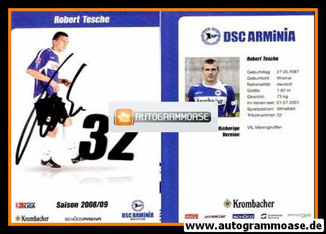 Autogramm Fussball | DSC Arminia Bielefeld | 2008 | Robert TESCHE