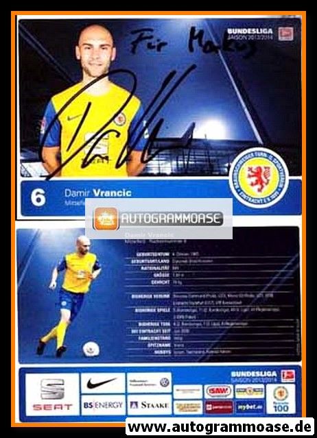 Autogramm Fussball | Eintracht Braunschweig | 2013 | Damir VRANCIC