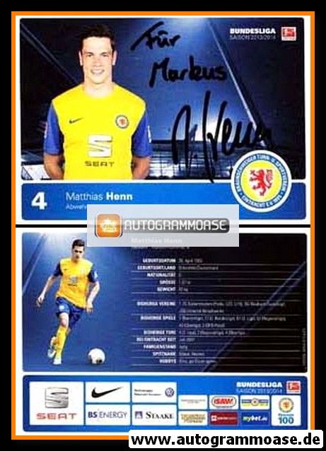 Autogramm Fussball | Eintracht Braunschweig | 2013 | Matthias HENN