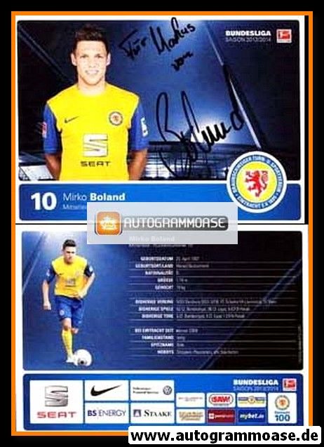 Autogramm Fussball | Eintracht Braunschweig | 2013 | Mirko BOLAND